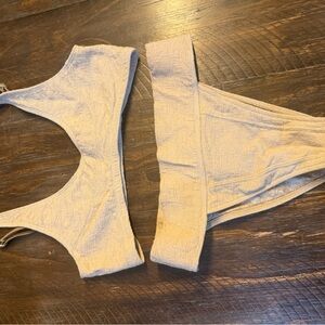 Free People Cream Textured Bikini Set